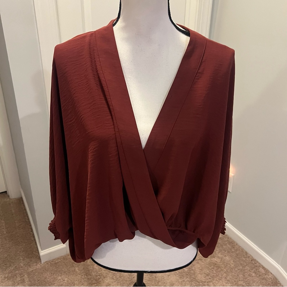 Chic Crimson Surplice Blouse - Alfani NWT size small ( burgundy color)